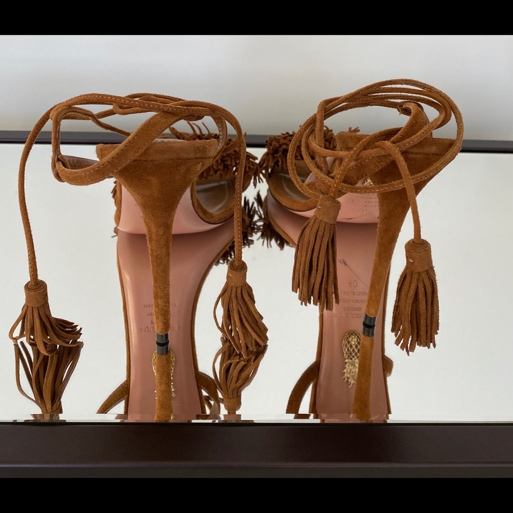 Aquazzura Suede Wild Things Fringe Ankle Wrap - Picture 5 of 7